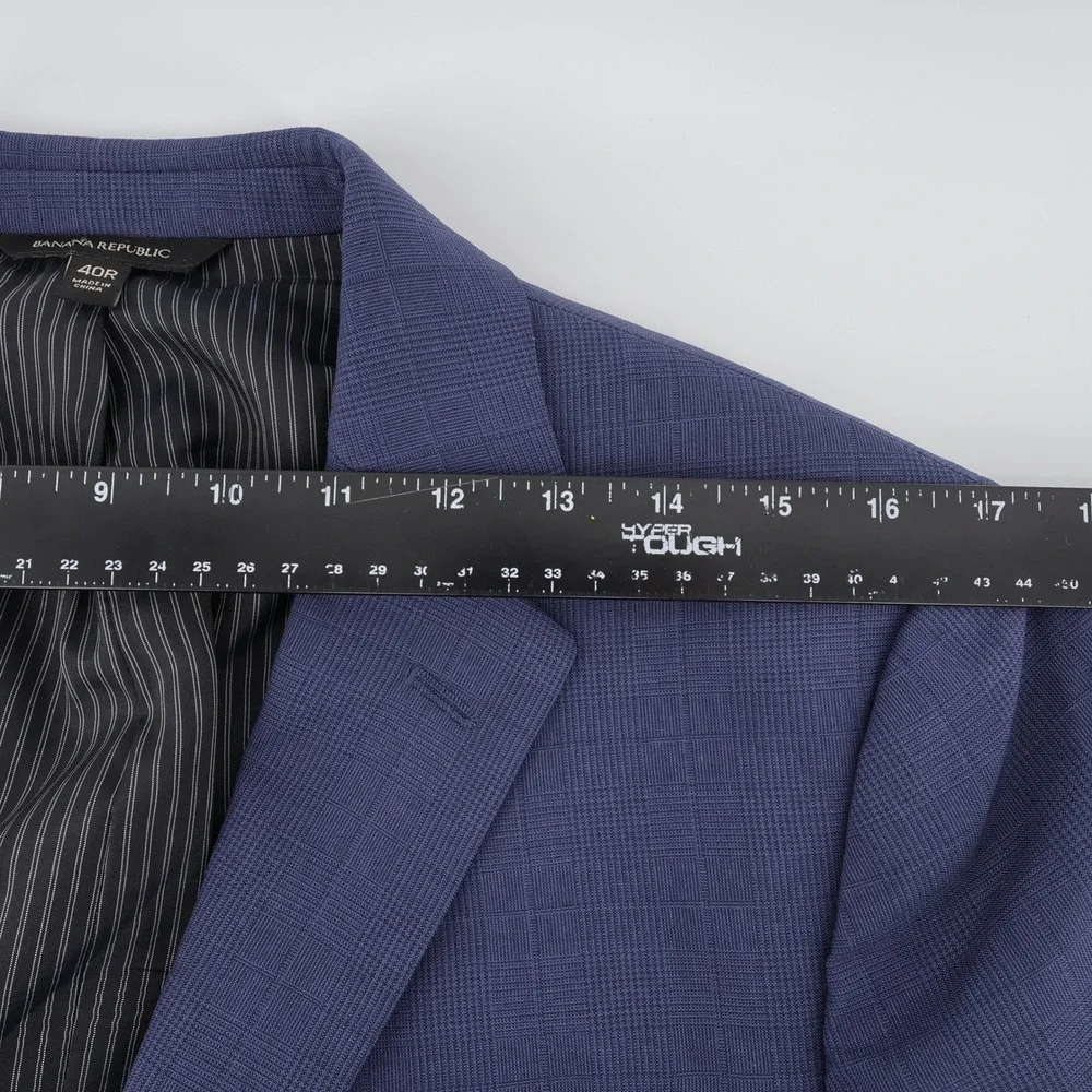 Banana Republic Slim‎ Fit Italian Wool Plaid Blazer Blue Mens 40R